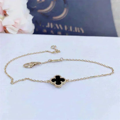 [⭐Miroze]CLOVER ONYX SINGLE FLOWER BRACELET