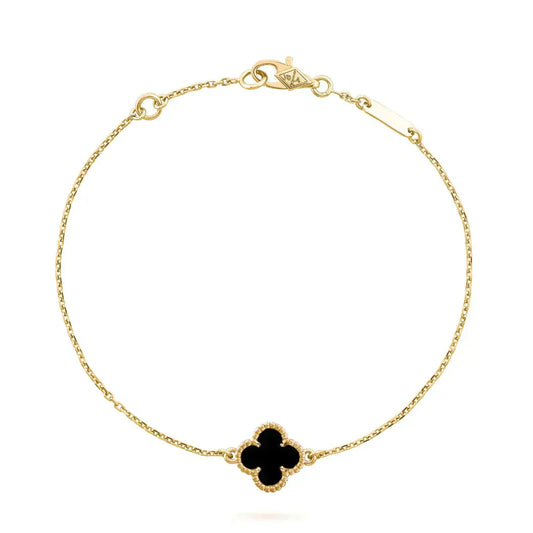 [⭐Miroze]CLOVER ONYX SINGLE FLOWER BRACELET