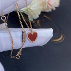 ⭐Miroze SWEET CLOVER CARNELIAN HEART NECKLACE