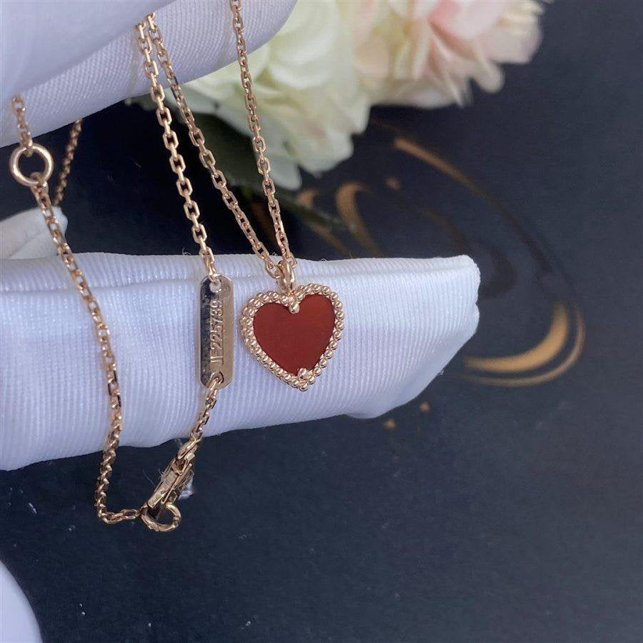 ⭐Miroze SWEET CLOVER CARNELIAN HEART NECKLACE