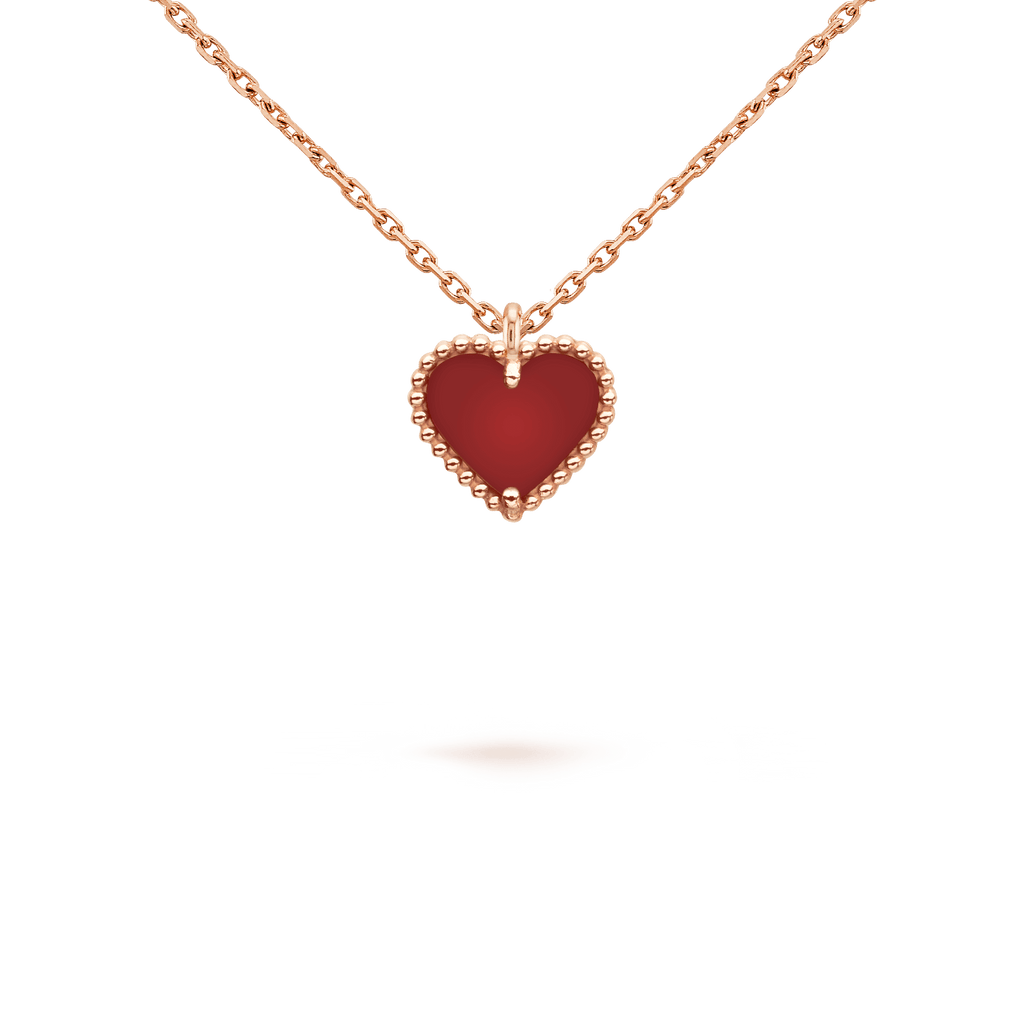 ⭐Miroze SWEET CLOVER CARNELIAN HEART NECKLACE