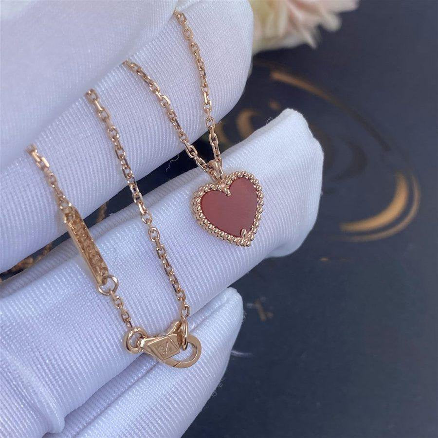 ⭐Miroze SWEET CLOVER CARNELIAN HEART NECKLACE