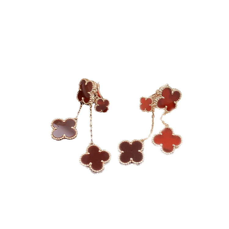 [⭐Miroze]クローバーピアス カーネリアン 4モチーフ ピンクゴールド