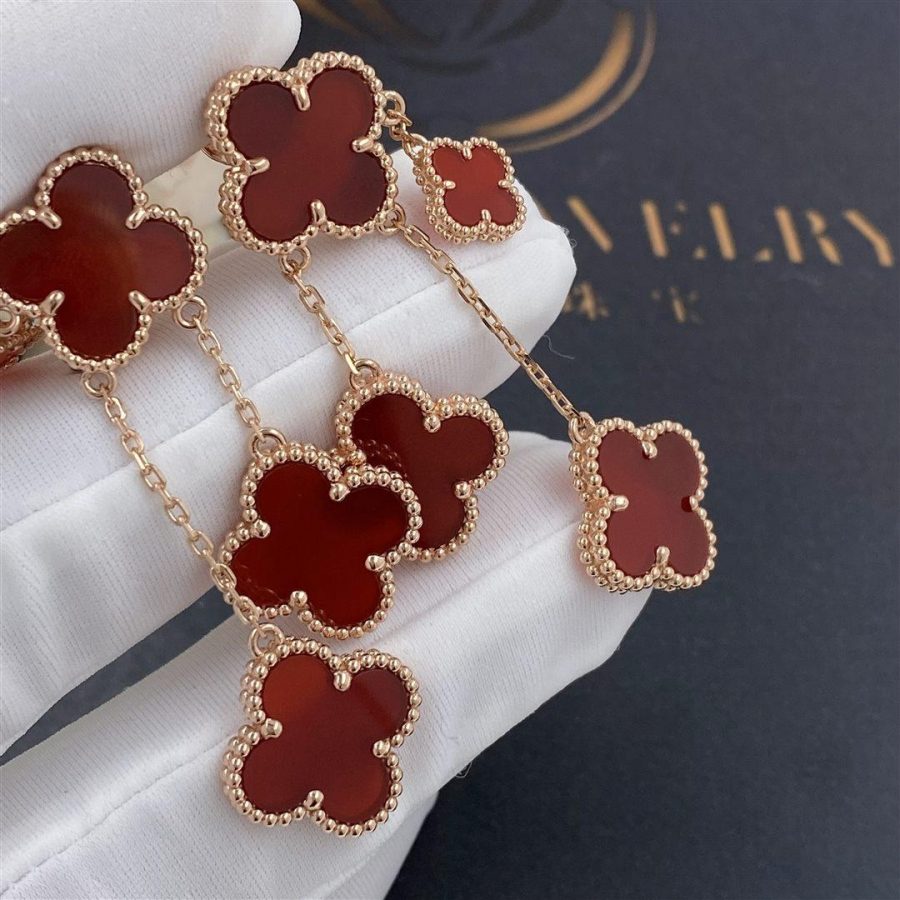 ⭐Miroze CLOVER EARRINGS CARNELIAN 4 MOTIFS PINK GOLD