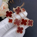 ⭐Miroze CLOVER EARRINGS CARNELIAN 4 MOTIFS PINK GOLD