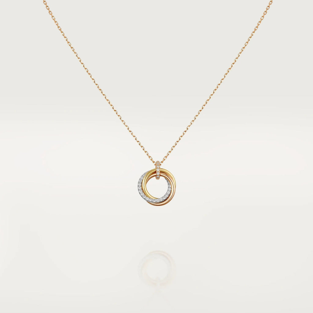 ⭐Miroze TRINITY NECKLACE SILVER GOLD PINK GOLD DIAMONDS