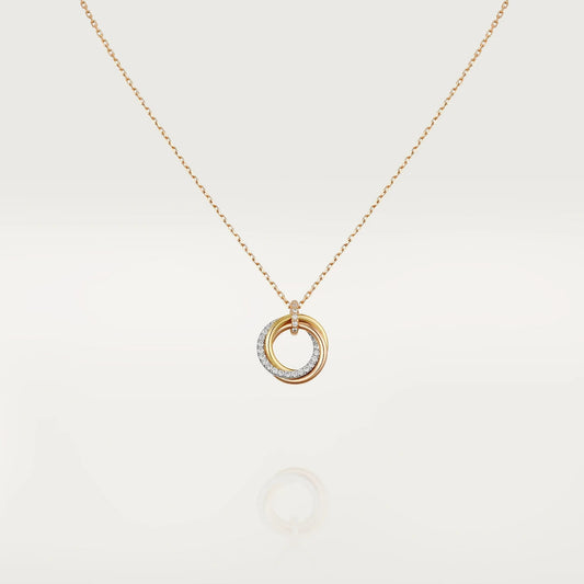 [⭐Miroze]TRINITY NECKLACE SILVER GOLD PINK GOLD DIAMONDS