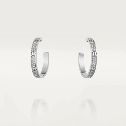 [⭐Miroze]LOVE DIAMOND SILVER HOOP EARRINGS