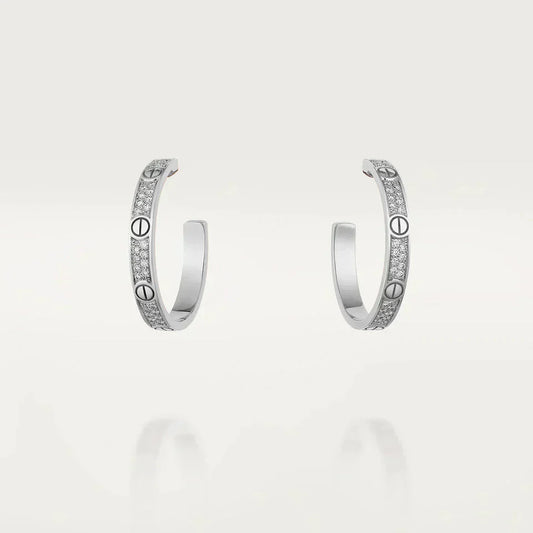 [⭐Miroze]LOVE DIAMOND SILVER HOOP EARRINGS