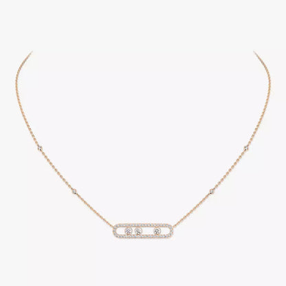 [[⭐Miroze] ]  Move Pave_ Rose Gold Diamond Necklace