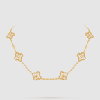 [⭐Miroze ]CLOVER 10 MOTIFS FULL DIAMOND NECKLACE