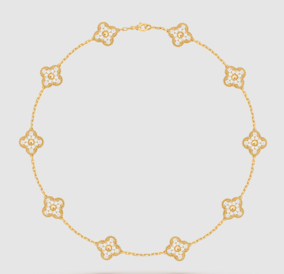 [[⭐Miroze] ]CLOVER 10 MOTIFS FULL DIAMOND NECKLACE