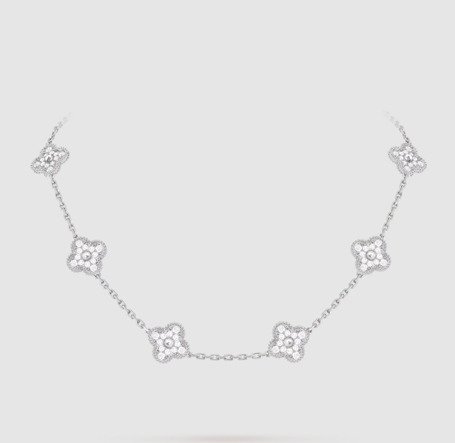 [⭐Miroze ]CLOVER 10 MOTIFS FULL DIAMOND NECKLACE