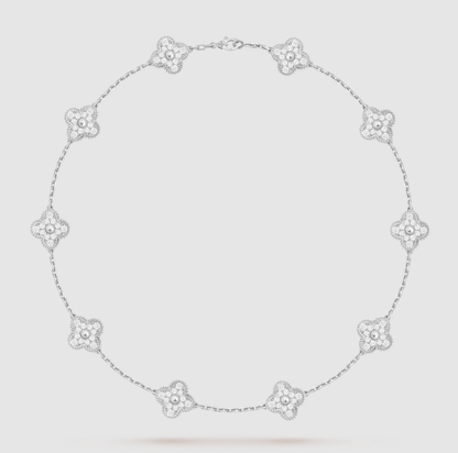 [[⭐Miroze] ]CLOVER 10 MOTIFS FULL DIAMOND NECKLACE