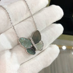 ⭐Miroze LARGE BUTTERFLY SILVER PENDANT DIAMOND NECKLACE
