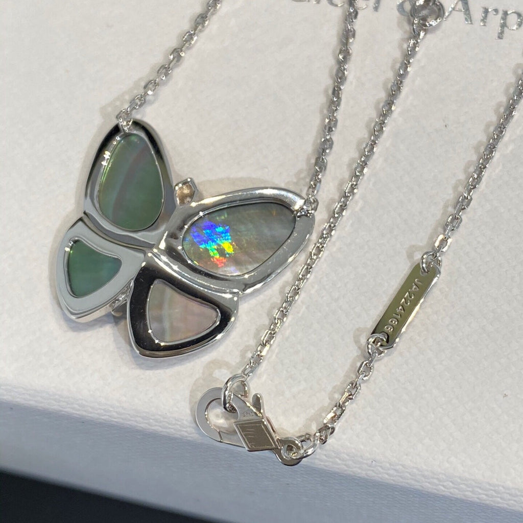⭐Miroze LARGE BUTTERFLY SILVER PENDANT DIAMOND NECKLACE