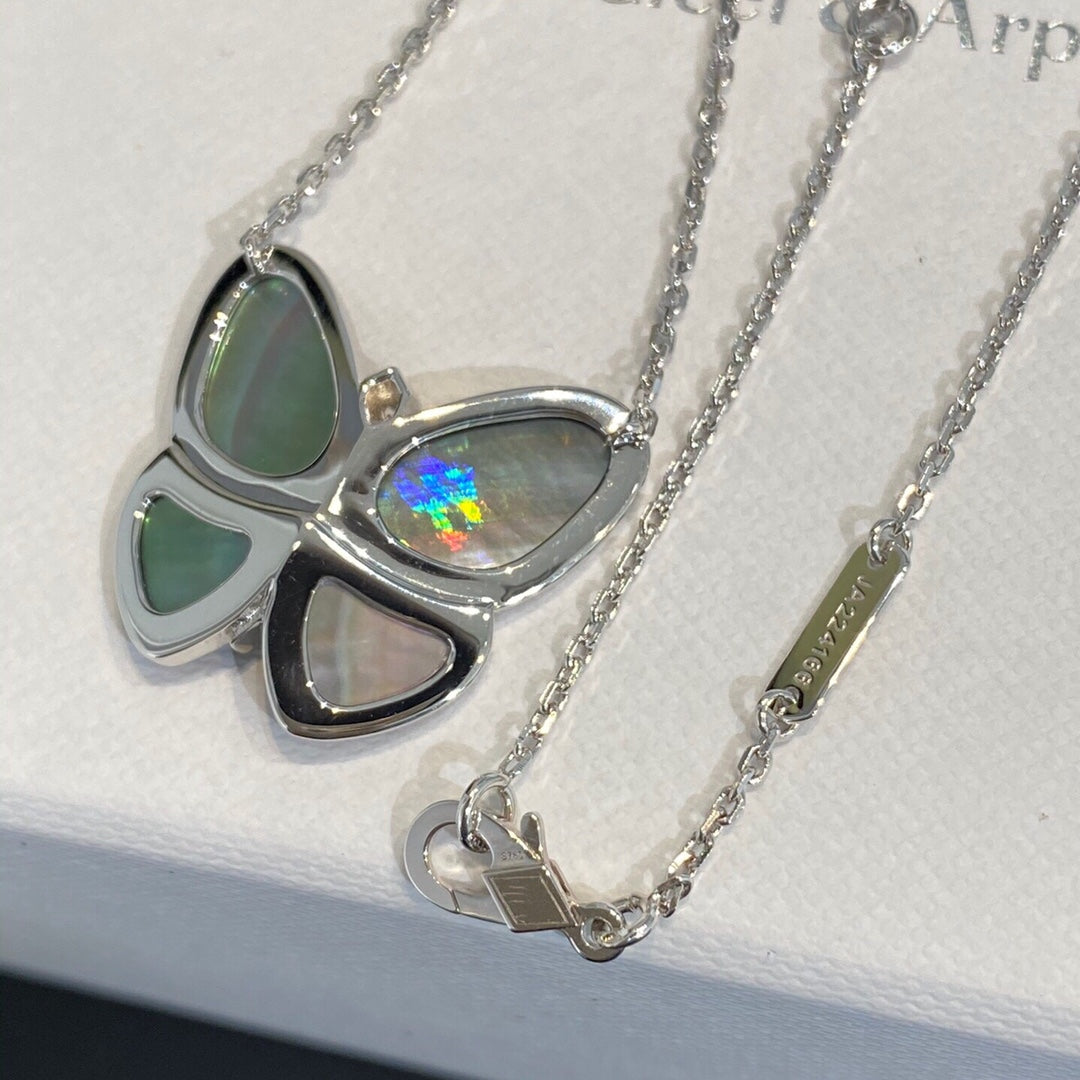 [⭐Miroze]LARGE BUTTERFLY SILVER PENDANT DIAMOND NECKLACE