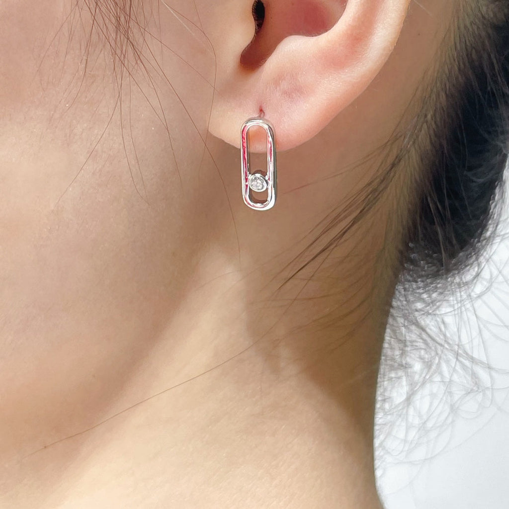 [⭐Miroze]MOVE UNO SMALL 1 DIAMOND EARRINGS