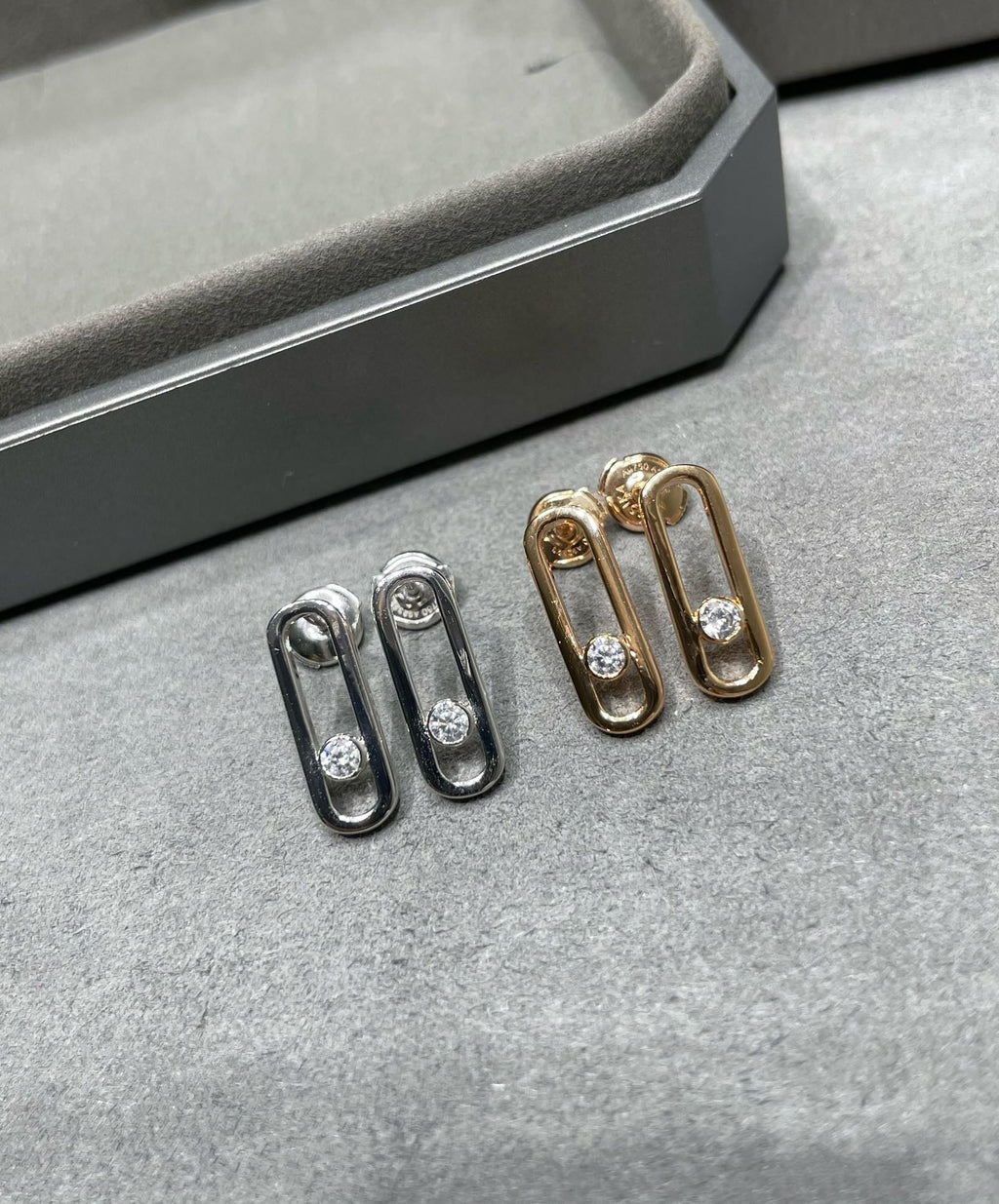 [⭐Miroze]MOVE UNO SMALL 1 DIAMOND EARRINGS