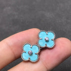 ⭐Miroze CLOVER 1 DIAMOND BLUE SKY SILVER EARRINGS