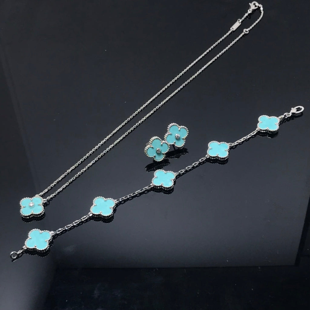 ⭐Miroze CLOVER 1 DIAMOND BLUE SKY SILVER EARRINGS