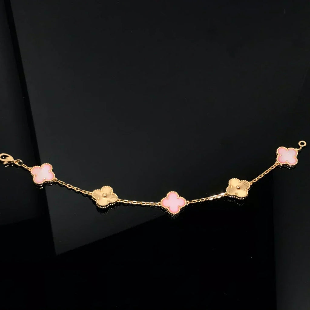 [⭐Miroze ]New  CLOVER 5 MOTIFS  PINK MOP BRACELET COLLECTION