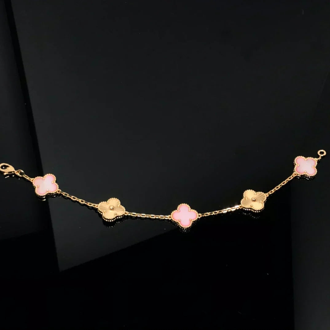 [⭐Miroze ]New  CLOVER 5 MOTIFS  PINK MOP BRACELET COLLECTION