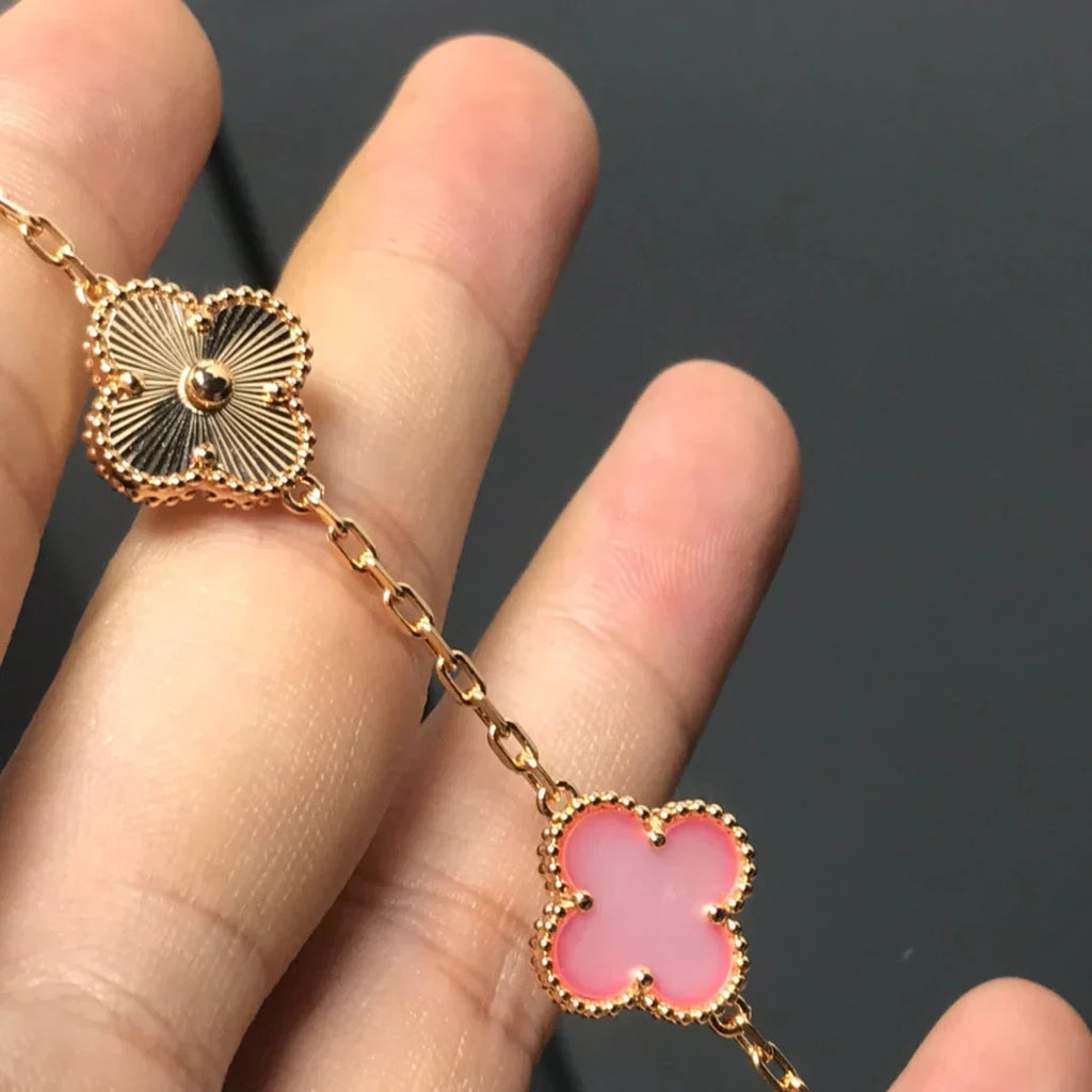 [⭐Miroze ]New  CLOVER 5 MOTIFS  PINK MOP BRACELET COLLECTION