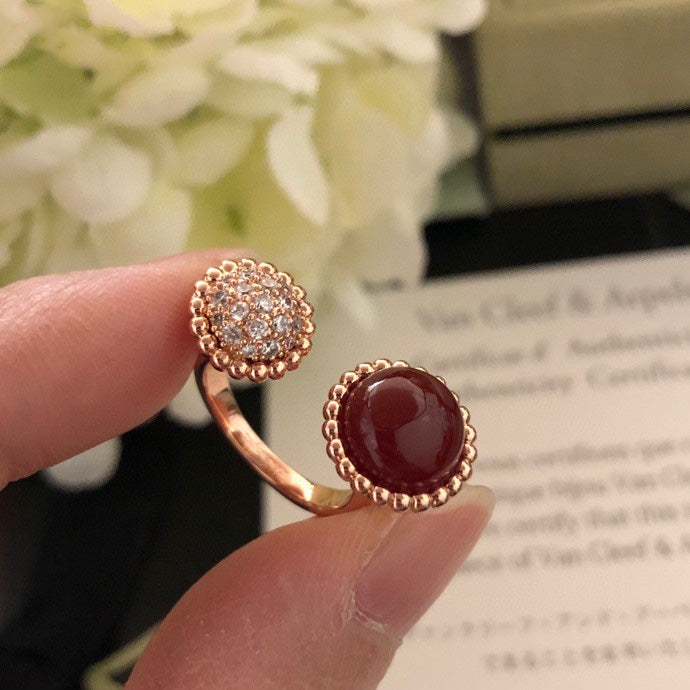 ⭐Miroze PERLEE COULEURS DIAMOND ROSE GOLD BETWEEN THE FINGER RING