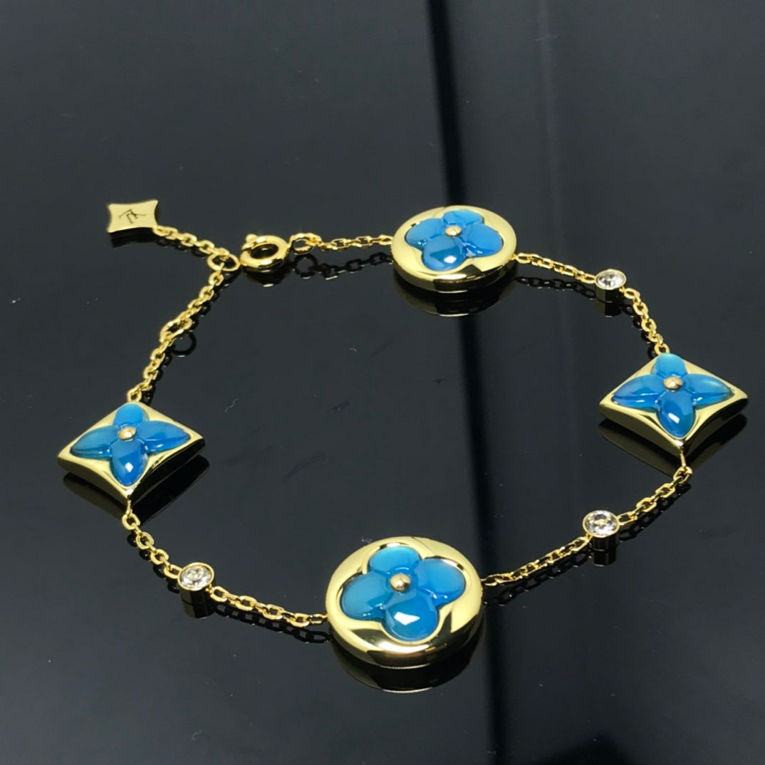 [⭐Miroze]STAR AND SUN 4 MOTIF BLUE BRACELET