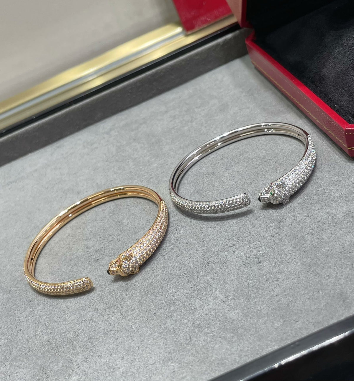 [⭐Miroze]PANTHERE FULL DIAMOND OPEN BRACELET