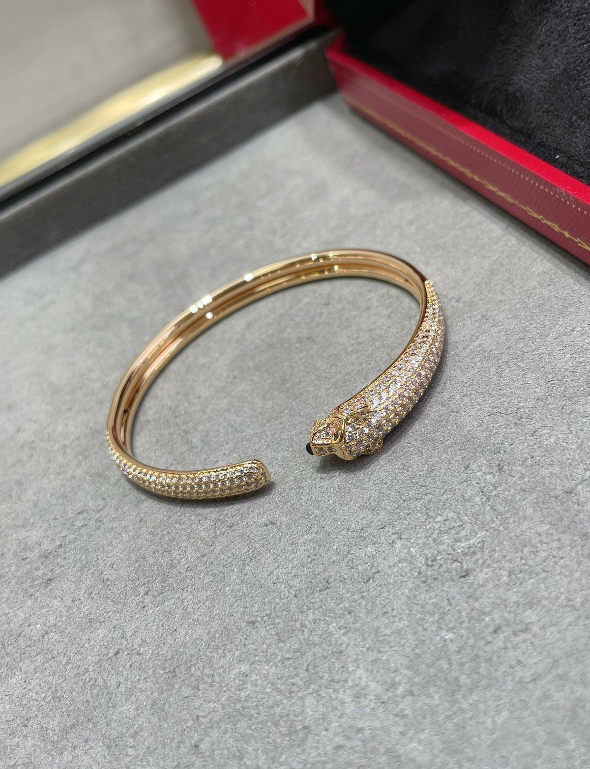 [⭐Miroze]PANTHERE FULL DIAMOND OPEN BRACELET