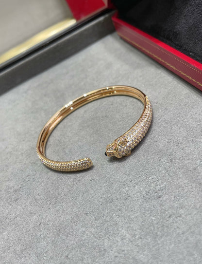 [⭐Miroze]PANTHERE FULL DIAMOND OPEN BRACELET