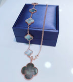 ⭐Miroze COMBINED BRACELET 5 MOTIFS AND NECKLACE DARK MOP ROSE GOLD