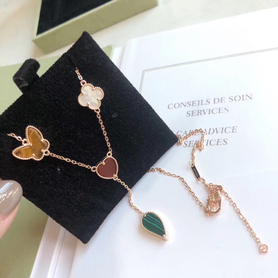 ⭐Miroze LUCKY SPRING 4 MOTIFS ROSE GOLD NECKLACE
