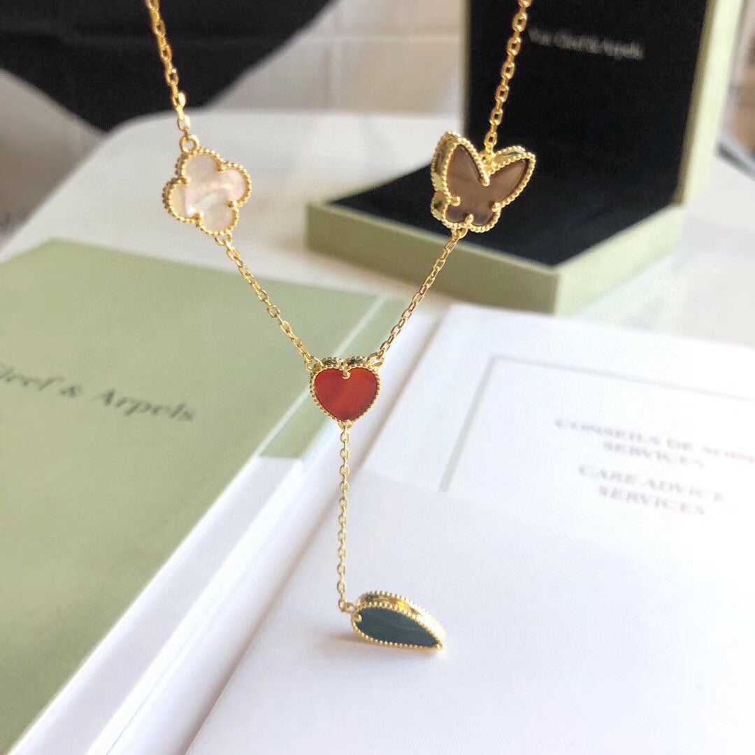[⭐Miroze]ラッキースプリング 4モチーフ ローズゴールド ネックレス