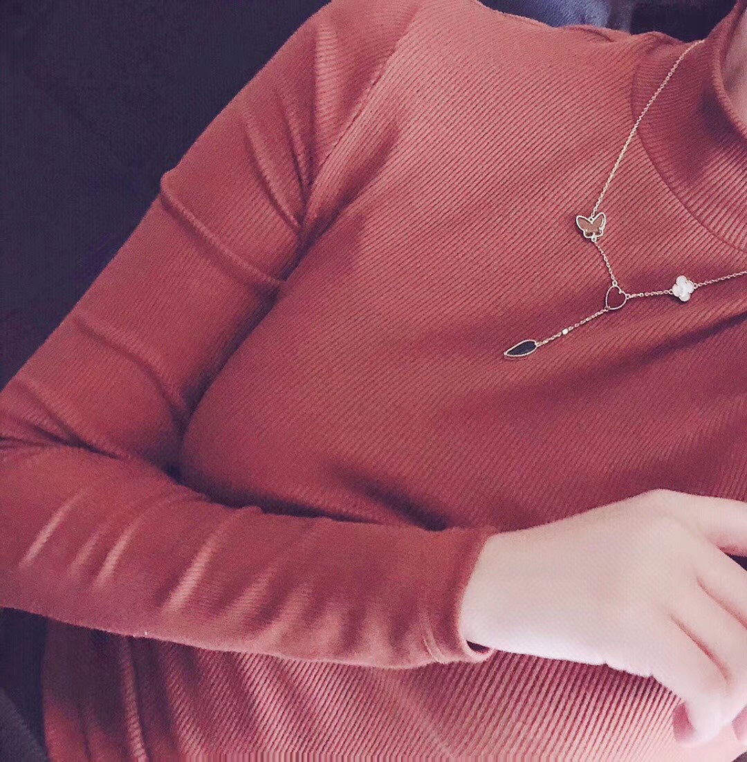 [⭐Miroze]ラッキースプリング 4モチーフ ローズゴールド ネックレス