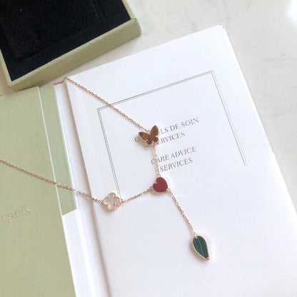 [⭐Miroze]ラッキースプリング 4モチーフ ローズゴールド ネックレス