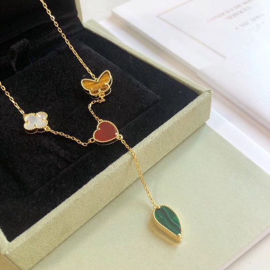 [⭐Miroze]LUCKY SPRING 4 MOTIFS ROSE GOLD NECKLACE