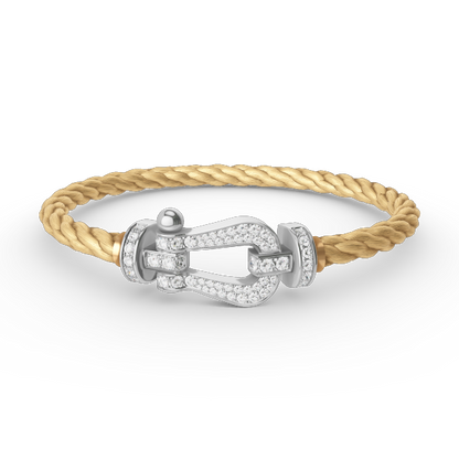 [⭐Miroze]FORCE LARGE HORSESHOE FULL DIAMOND BRACELET SILVER