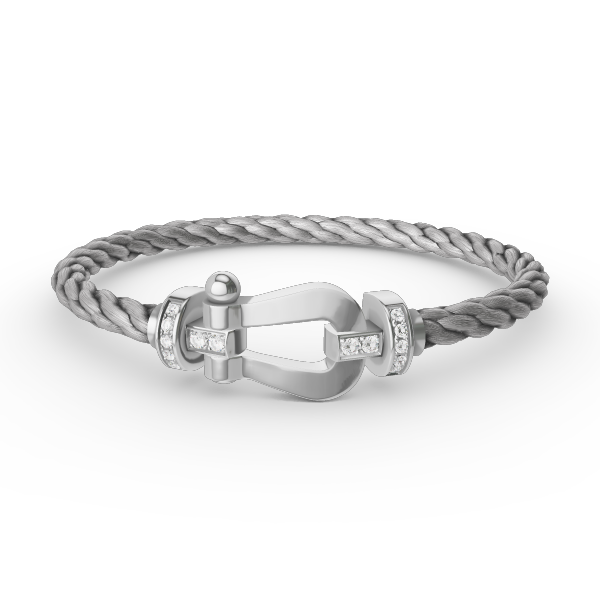 ⭐Miroze FORCE LARGE HORSESHOE HALF DIAMOND BRACELET SILVER