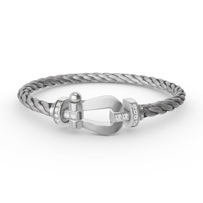 [⭐Miroze]FORCE LARGE HORSESHOE HALF DIAMOND BRACELET SILVER