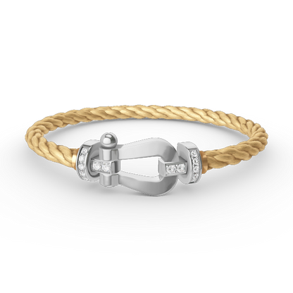 [⭐Miroze]FORCE LARGE HORSESHOE HALF DIAMOND BRACELET SILVER