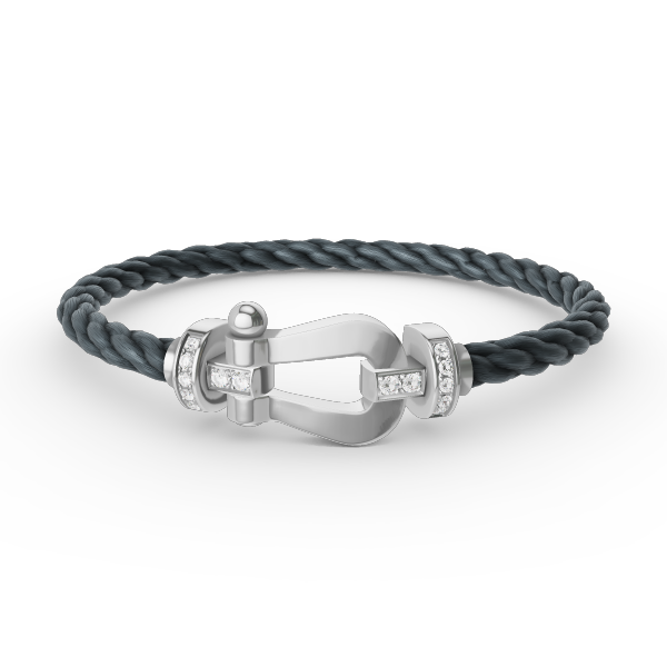 [⭐Miroze]FORCE LARGE HORSESHOE HALF DIAMOND BRACELET SILVER
