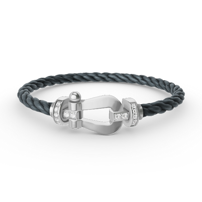 [⭐Miroze]FORCE LARGE HORSESHOE HALF DIAMOND BRACELET SILVER