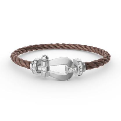[⭐Miroze]FORCE LARGE HORSESHOE HALF DIAMOND BRACELET SILVER