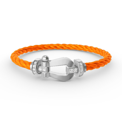 [⭐Miroze]FORCE LARGE HORSESHOE HALF DIAMOND BRACELET SILVER
