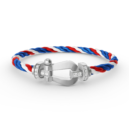 [⭐Miroze]FORCE LARGE HORSESHOE HALF DIAMOND BRACELET SILVER
