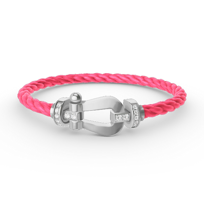 [⭐Miroze]FORCE LARGE HORSESHOE HALF DIAMOND BRACELET SILVER