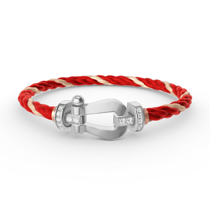 [⭐Miroze]FORCE LARGE HORSESHOE HALF DIAMOND BRACELET SILVER
